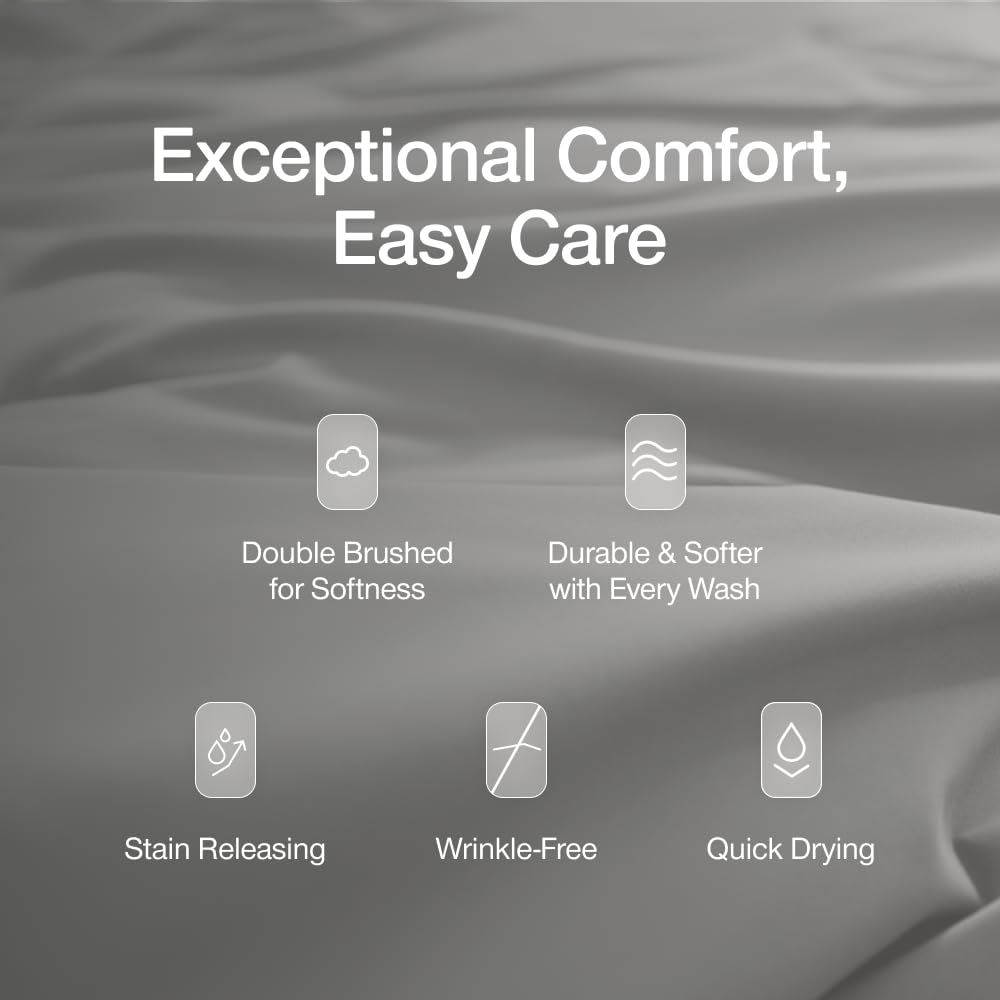 Coop Home Goods Cool+ Cooling Bed Sheets, 4 Piece Full Sheet Set, Dove Grey Breathable Cooling and Super Soft, Luxury Spa & Hotel Quality, Full Size Bed Set