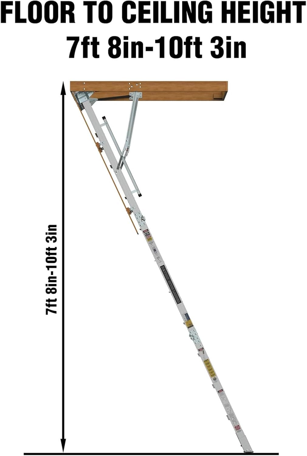 Aluminum Attic Ladder - Retractable Loft Stairs, Folding Pull-Down Design, Manual Lifting for 7'8"-10'3" Ceiling Height, 22.5" x 54", 375 lbs Capacity