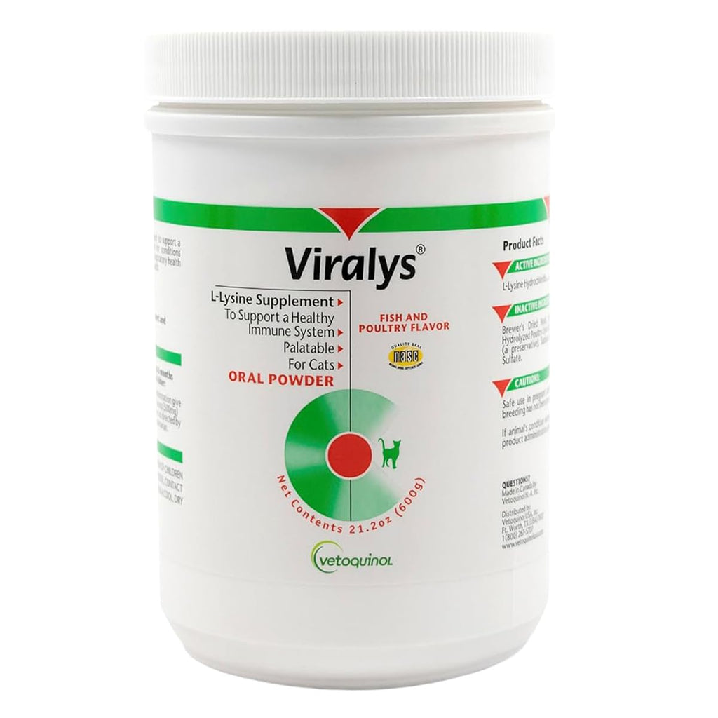 Vetoquinol Viralys - Lysine Supplement for Cats & Kittens - Supports Eye Wellness, Respiratory Health & Immune Strength - Flavored Oral Powder for Easy Feeding & Daily Use - 100 Grams