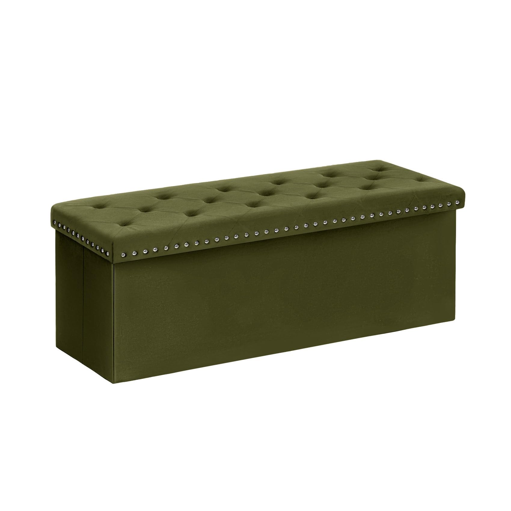 B FSOBEIIALEO Storage-Ottoman Cube-Folding Tufted - Ottomans with Storage, Coffee Table Top Cover, Storage Boxes Footrest Stool for Bedroom, Luxury Velvet Fabric 15.7 Inches Black