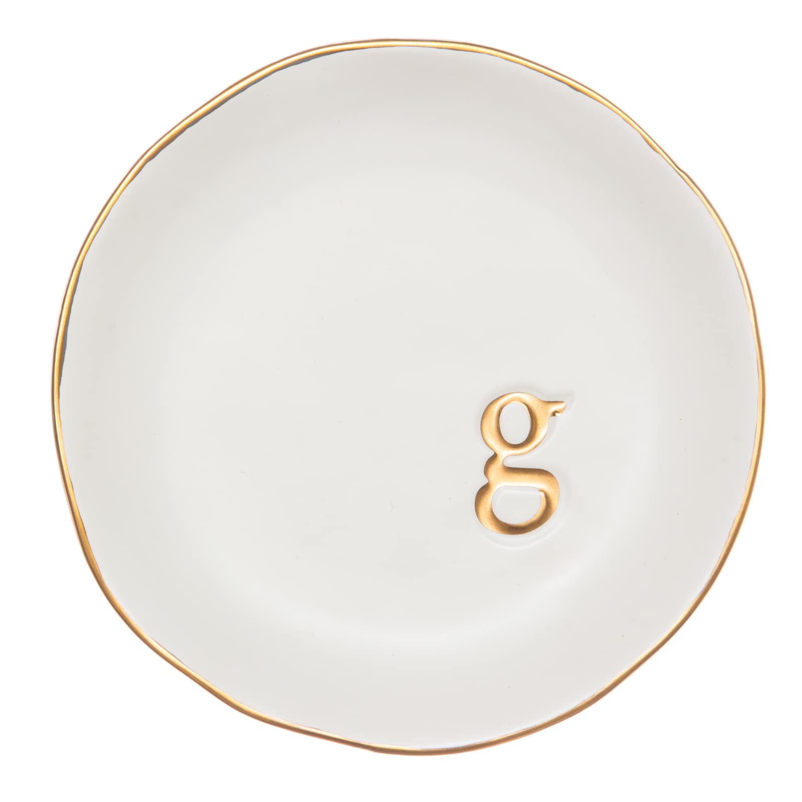 COLLECTIVE HOME - Ceramic Jewelry Tray, Decorative Trinket Dish for Rings Earrings Necklaces Bracelet Watch Keys, Birthday Mother's Day Christmas Gift for Women, 4.75", White Surface (A)