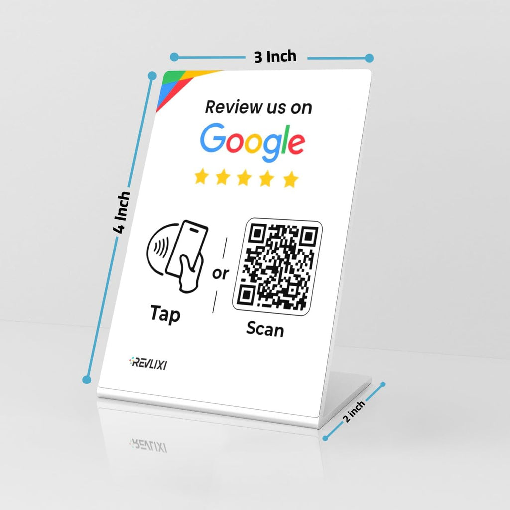 Google Review Stand -Boost Reviews w/Reusable Google Review Tap Card Stand & QR Code Stand- No App or Subscription - Android & iPhone Compatible-Boost Google Reviews for Online Growth