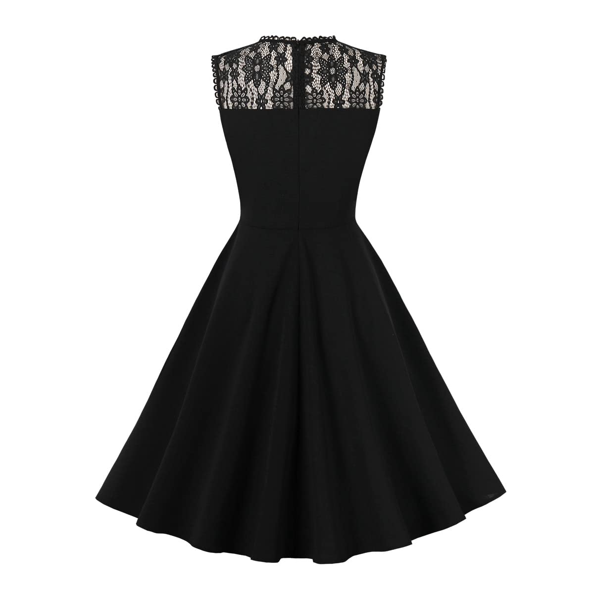 Women Mesh Floral Embroidery Vintage Cocktail Swing Dress Illusion 50s Goth Flared A line Casual Wedding Prom Evening Dress