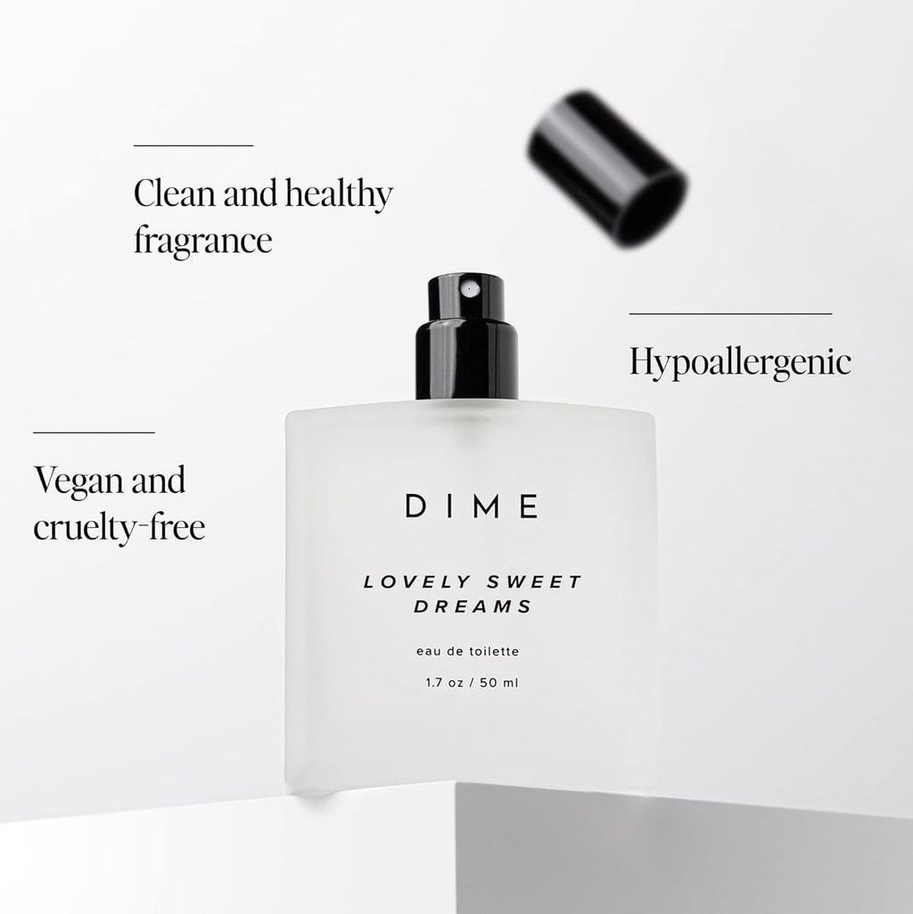 DIME Beauty Lovely Sweet Dreams Travel Perfume, Soft Floral Perfume for Women with Freesia, Vanilla Cream & Amber, Eau de Toilette Spray, Vegan, 0.34 oz / 10 ml