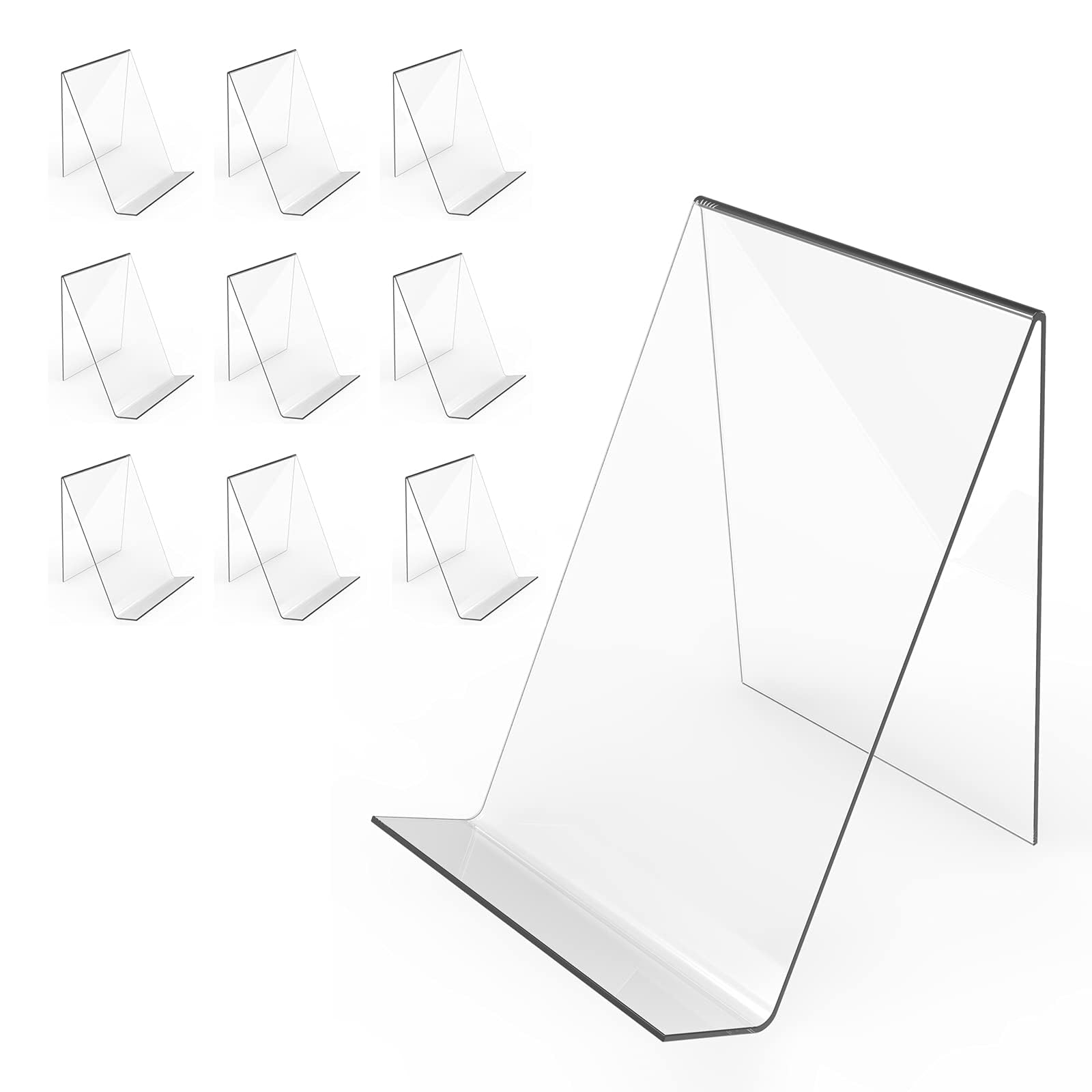 Boloyo Acrylic Book Stand Without Ledge,6 Inch 4PC Clear Acrylic Display Easel Transparent Display Stand Holder Tablet Holder for Displaying Pictures,Books,Artworks, CDs