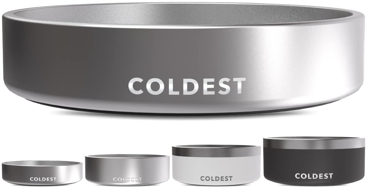 Coldest Dog Bowl - Anti Rust Metal, Non Slip, 3 Layers Insulated Stainless Steel Dog Bowls - Spill Proof & Heavy Duty - Water Bowl for Dogs, Cats & Pets, Dish Washer Safe (21 oz, Mars Red Glitter)
