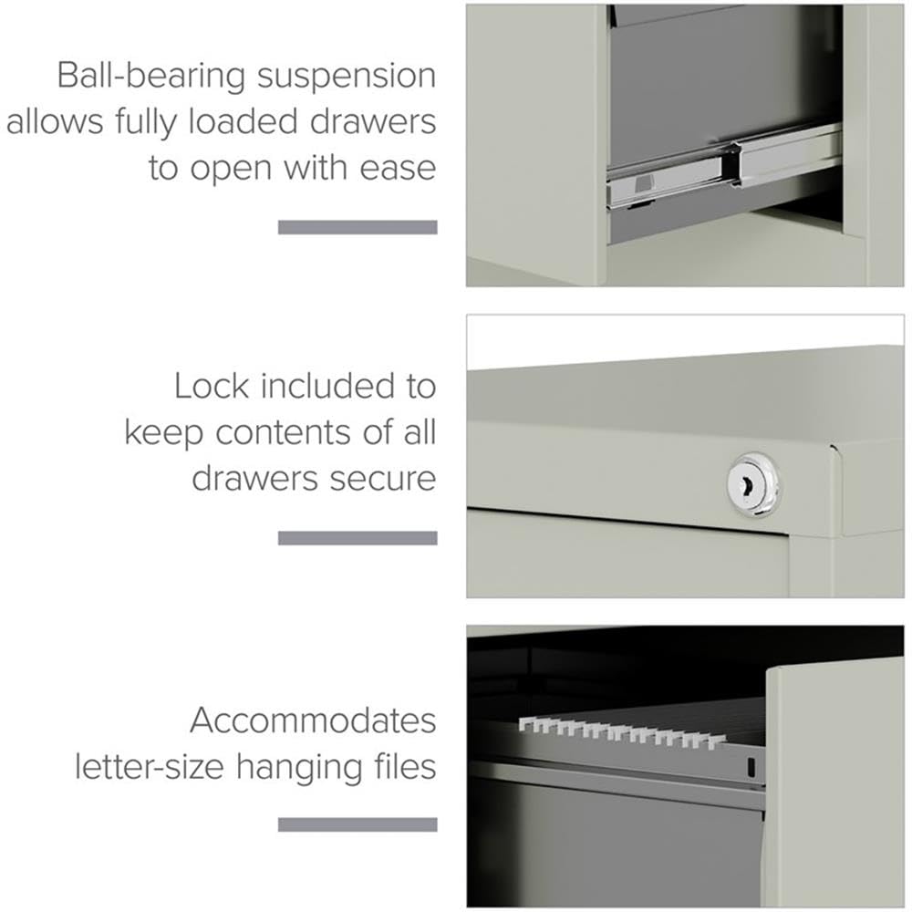 Pemberly Row 4 Drawers 52" Vertical Beige Metal Filing Cabinet Lockable Pre-Assembled Stationary Letter Size for Home, Office