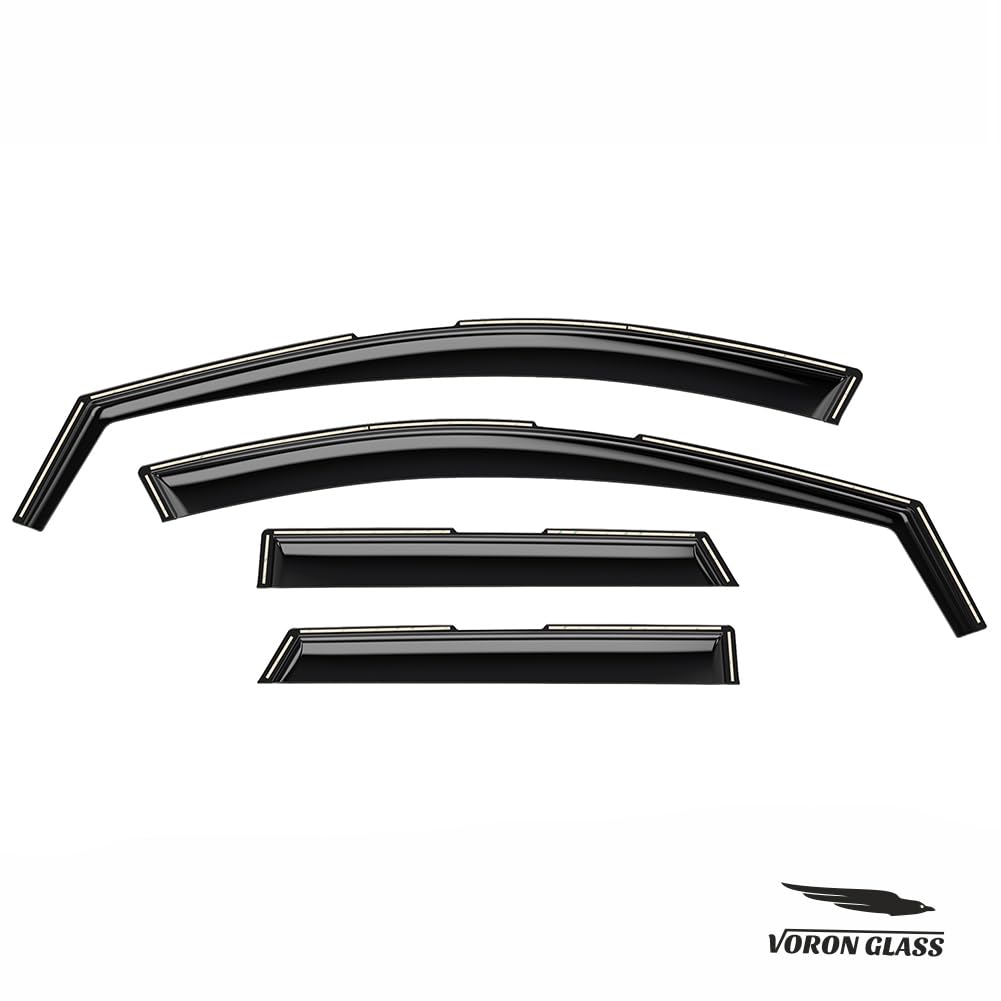 Voron Glass in-Channel Extra Durable Rain Guards for Trucks Chevrolet (Chevy) Silverado/GMC Sierra 2014-2018 Crew Cab, Window Deflectors, Vent Window Visors, 4 Pieces - 220009