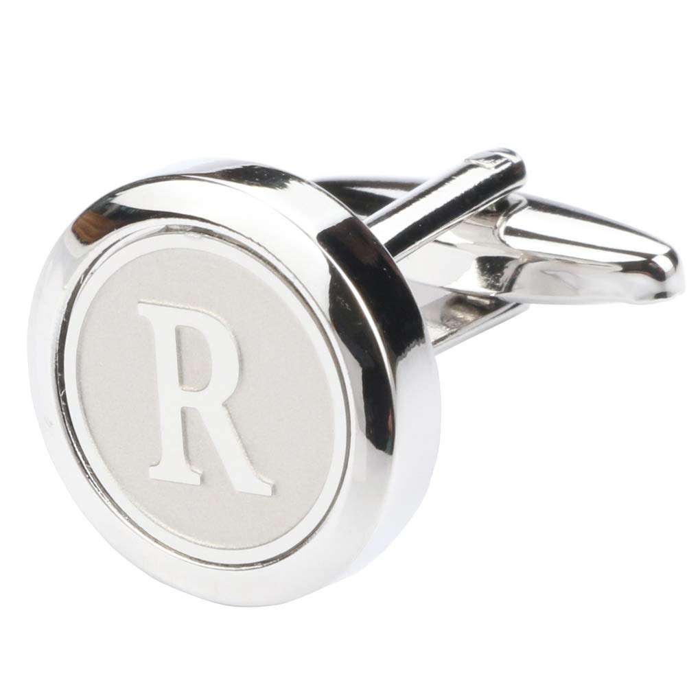 Mens Classic Stainless Steel Initial Cufflinks 26 Alphabet Initial Letter Cufflinks Business Wedding Shirts A-Z