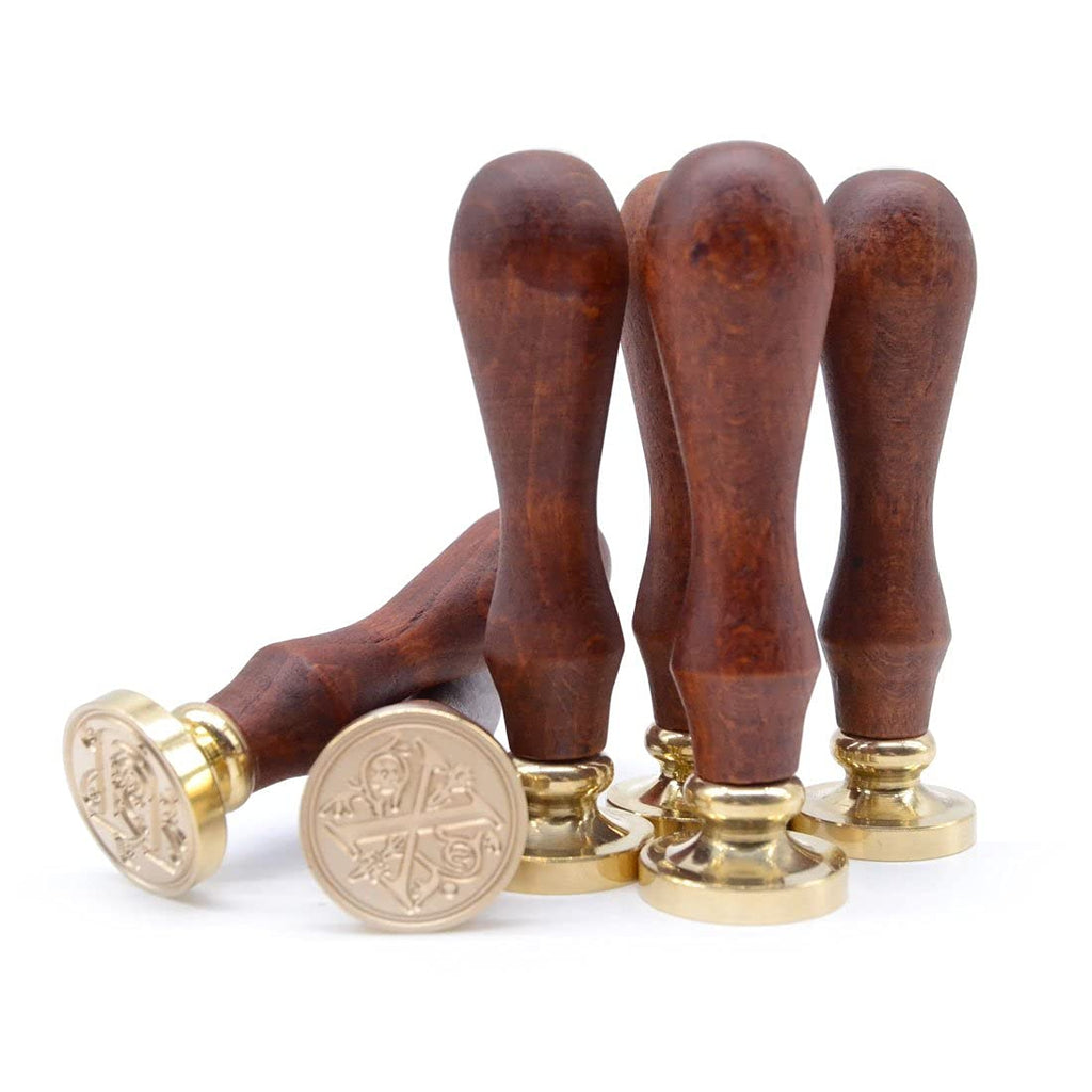 Medieval Initial Alphabet Sealing Wax Stamps, Brass Head Wooden Handle, for Thanksgiving Card/Envelope/Gift Wrap/Wedding Engagement Party Invitation - Letter S