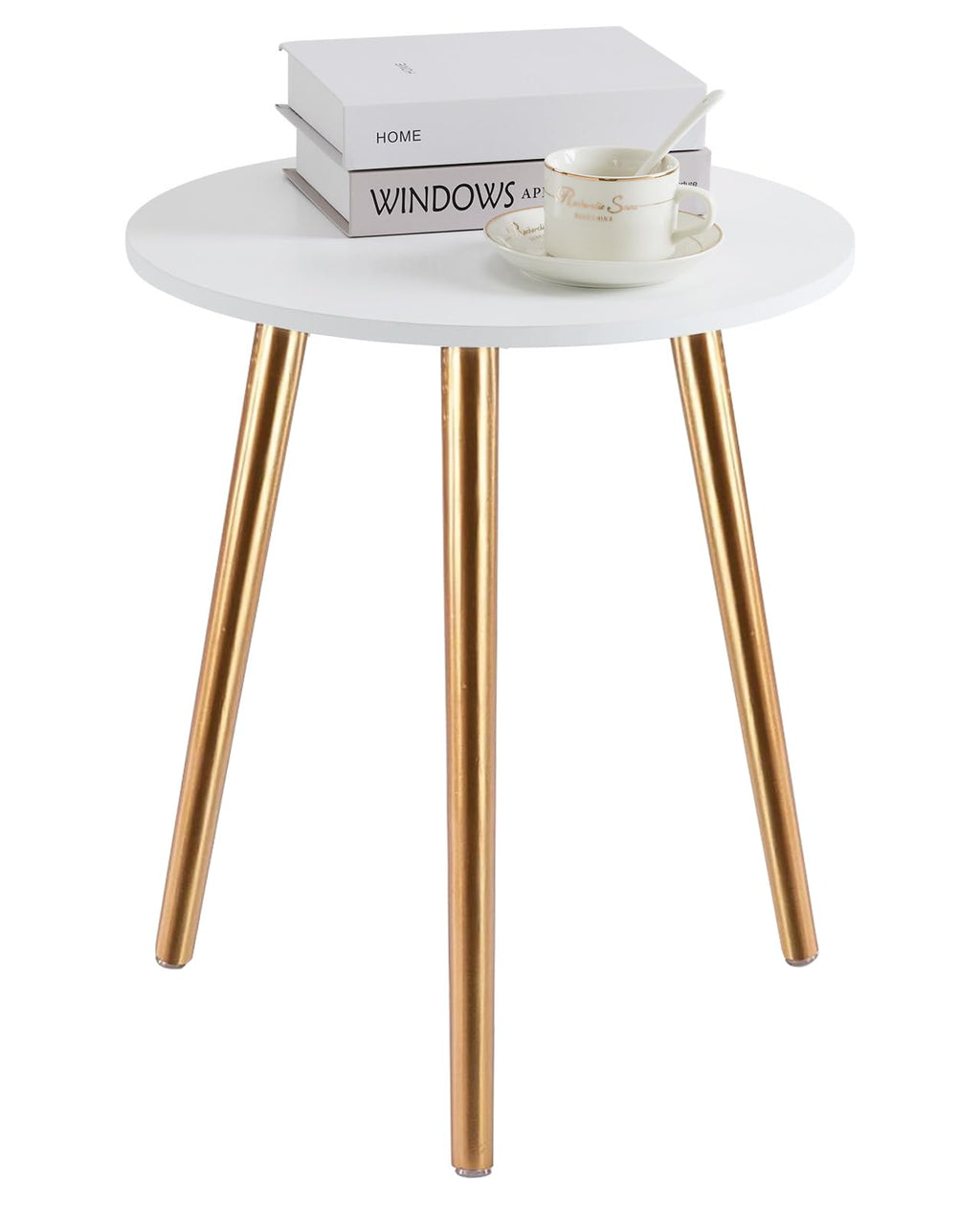 Apicizon Black Round Side Table, Black End Table Bedside Table Nursery with Wood Legs, Nightstand for Living Room, Bedroom, 16.5 x 20.5 Inches