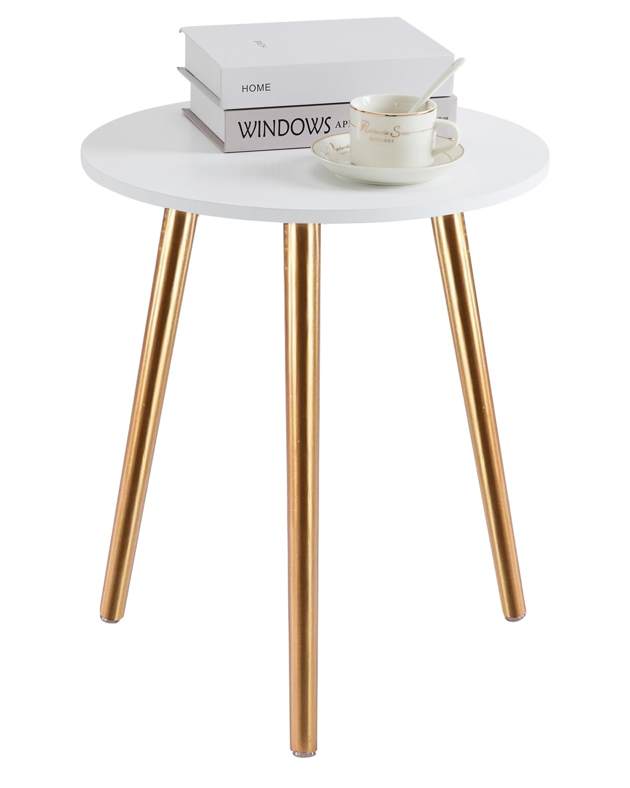 Apicizon Black Round Side Table, Black End Table Bedside Table Nursery with Wood Legs, Nightstand for Living Room, Bedroom, 16.5 x 20.5 Inches