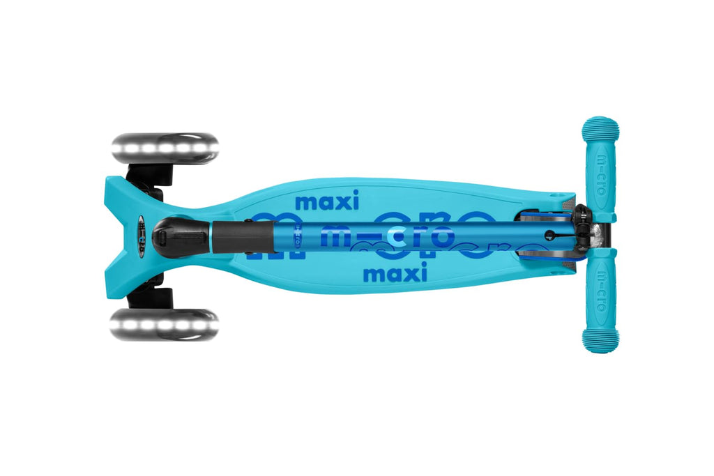 Micro Kickboard | Maxi Foldable LED Kids Scooter for Ages 5-12 | Children up to 110 lbs | 3 Wheel Lean-to-Steer Design | Adjustable T Bar | Smooth Ride, Motion Activated PU LED Wheels | Swiss Design