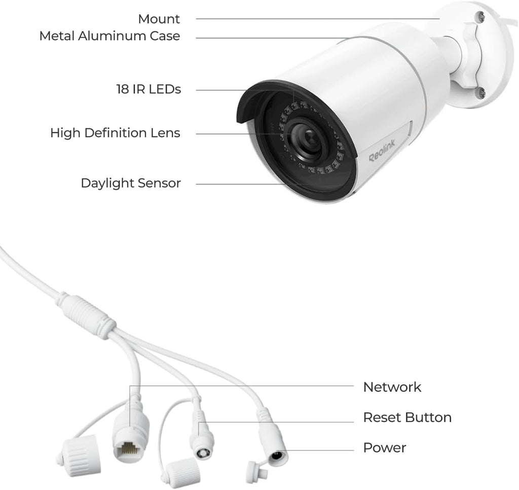 REOLINK 5MP PoE Security Camera, Outdoor Indoor Surveillance for home, Person/Vehicle/Pet Detection, Time-Lapse, 100ft IR Night Vision, Work with Smart Home, support 512GB SD Card, RLC-510A(Pack of 2)