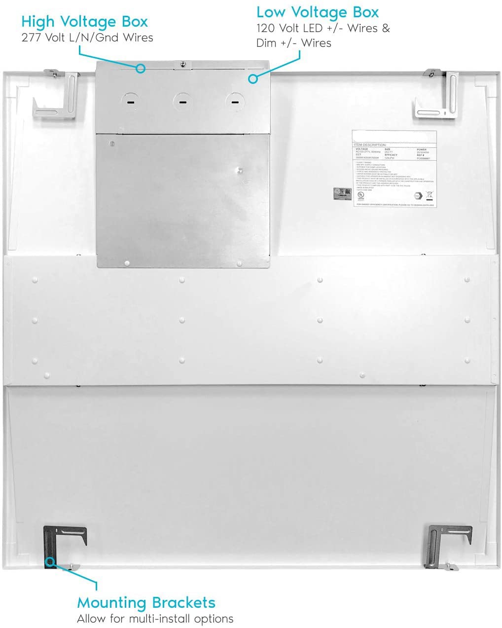 2x2 FT Center Basket LED Troffer Panel Light, 20/30/40W, 3 Color Options 3000K | 4000K | 5000K, Dimmable Drop Ceiling Lights, 2500/3750/5000 Lumens, Damp Rated, 120-277V, Premium (4 Pack)