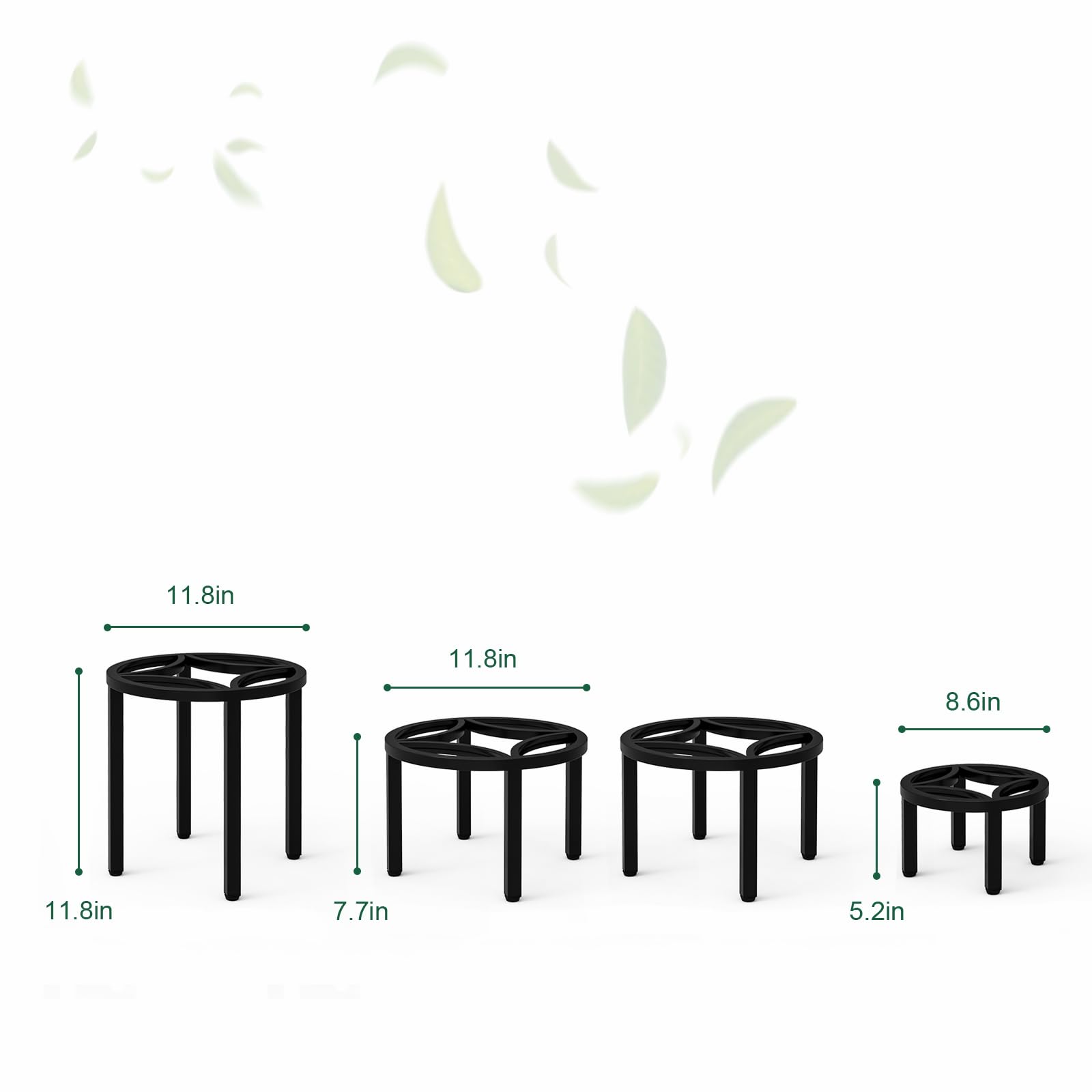 Zhongma 2 Pack 11.8" Fully Assembled Sturdy Potted Plant Stand Flower Pot Holder Heavy Duty Construction, Low Plant Stand for Home Indoor and Outdoor, Sturdy plant riser and saucer without Installation Required