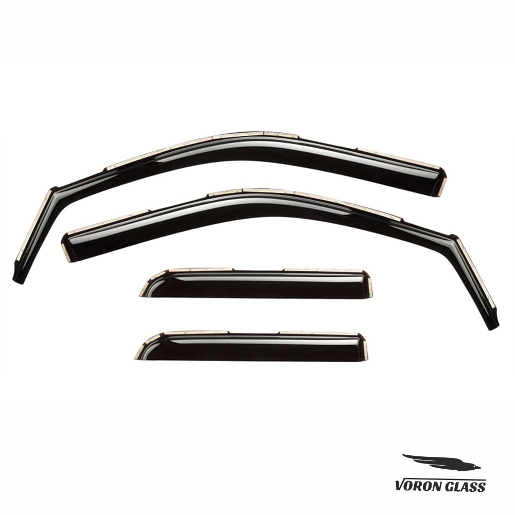Voron Glass in-Channel Extra Durable Rain Guards for Trucks Chevrolet (Chevy) Silverado/GMC Sierra 2014-2018 Crew Cab, Window Deflectors, Vent Window Visors, 4 Pieces - 220009