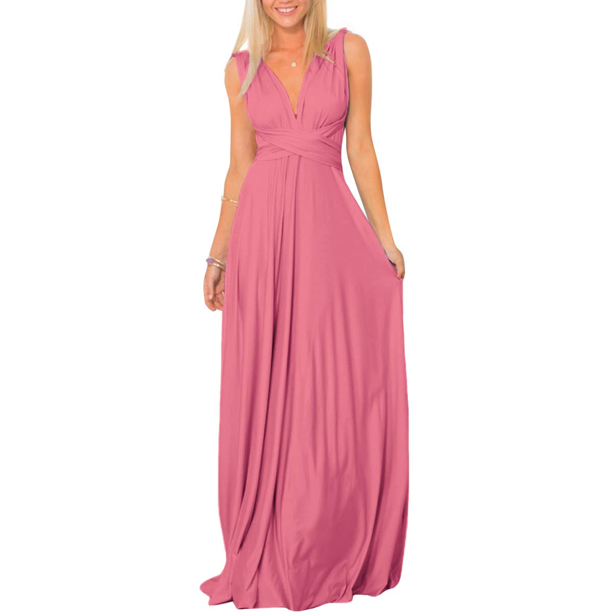 Women Transformer Hi Low Evening Long Prom Dress Halter Convertible Multi Way Spaghetti Strap Wedding Cocktail Maxi Gown