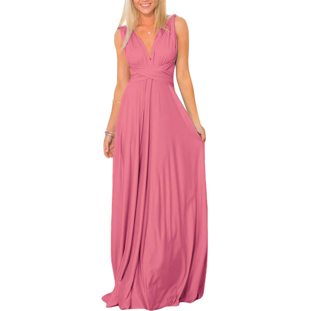 Women Transformer Hi Low Evening Long Prom Dress Halter Convertible Multi Way Spaghetti Strap Wedding Cocktail Maxi Gown