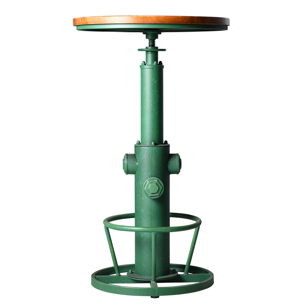 LOKKHAN Industrial Bar Table 38.6"-48.4" Height Adjustable Swivel Round Wood Tabletop 23.7" Dia, Kitchen Dining Office Coffee Bistro Pub Table (Aged Blue)