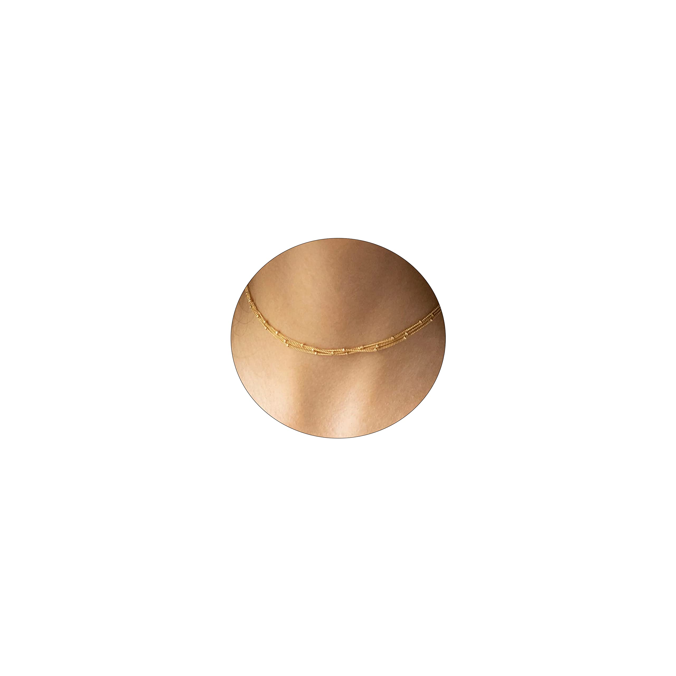 BERISO 14K Gold/Silver Plated Choker Necklace for Women Shining Dots Station Gold Chain Necklace Beads Sparkle Chain Necklace Link Chain Exquisite Jewelry for women
