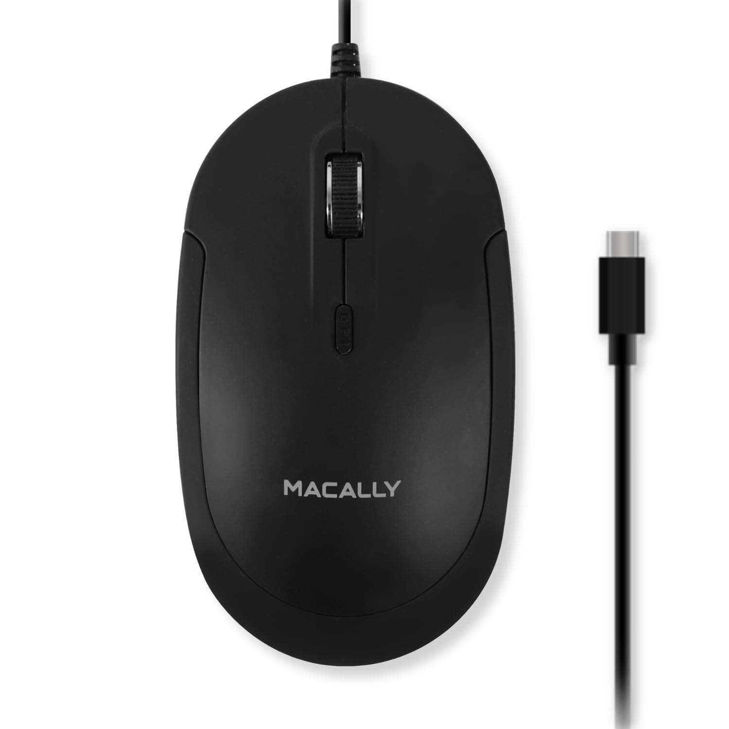Macally Wired USB C Mouse for Mac and PC - Slim, Quiet, and Reliable - Type C Mouse for MacBook Pro/Air, iMac, Apple iPad, Laptop, Computer Desktop with 3 Button, Scroll Wheel, USBC, and 4 DPI Mode