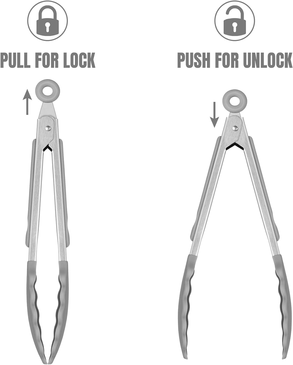 Hotec Mini Silicone Kitchen Tongs for Cooking - 7-Inch Small Serving Tongs with Silicone Tips, Set of 3 (Black)