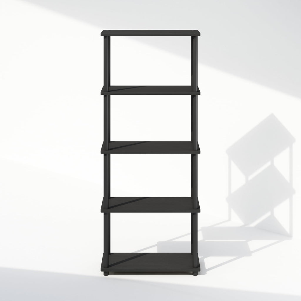Furinno Turn-N-Tube Book Shelf, 4-Tier Bookshelf, Bookcase with Multipurpose Compact Display Rack, 11.6 x 23.6 x 43.2, for Living Room, Bedroom, Home Office, Americano/Black