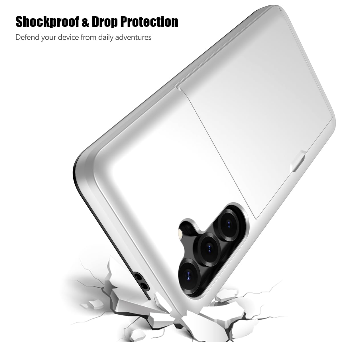 Nvollnoe for Samsung Galaxy S25 Case with Card Holder Dual Layer Heavy Duty Protective Case Hidden Card Slot Slim Wallet Cover for Samsung S25 6.2''(Black)