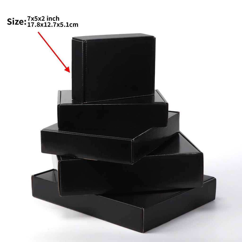 EXYGLO 40 Pack 6x4x3 Shipping Boxes, Black Corrugated Cardboard Boxes for Packaging Small Business, Moving, Shipping, Mailing, and Storing