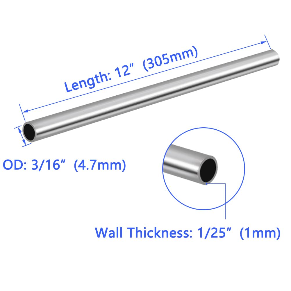 1" OD 304 Stainless Steel Tube, Thickened Pipe Wall & Weldable Tubing, Round Metal Pipe Industrial Straight Tube 10 inch Length (2 Pcs)