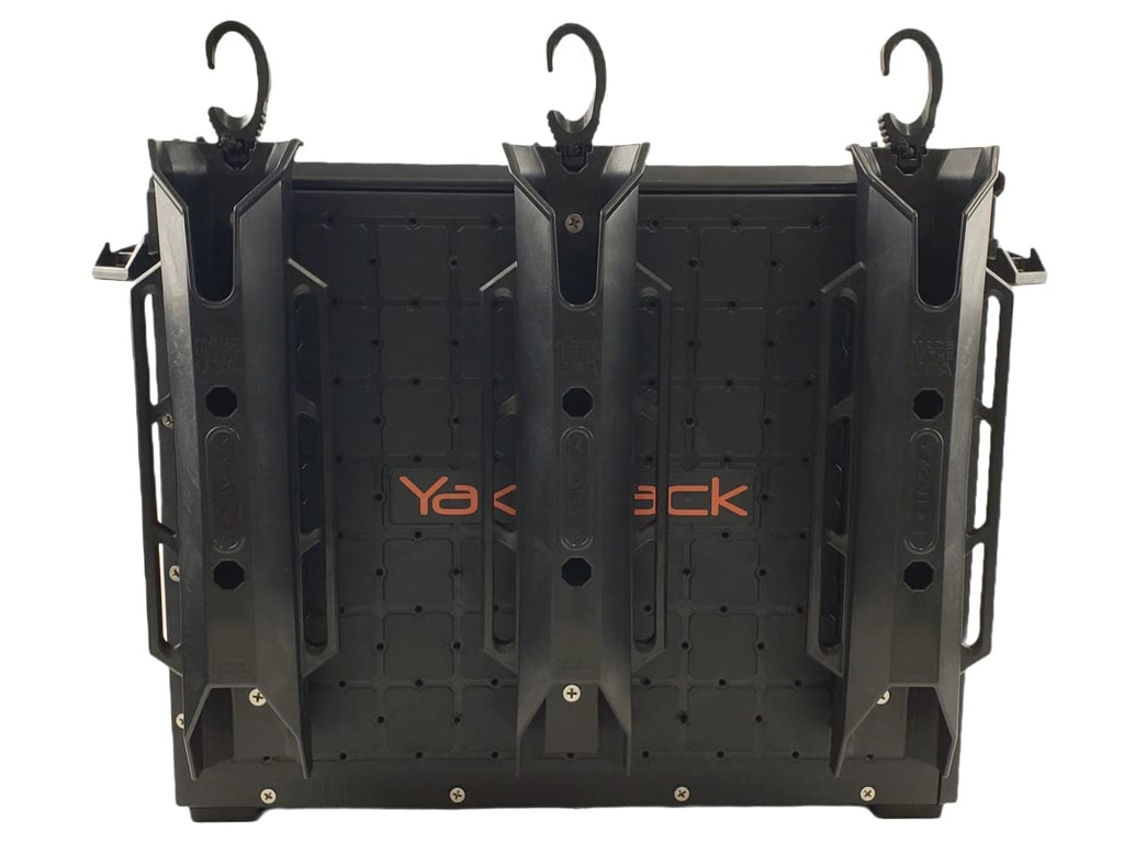 YakAttack BlackPak Pro 13" x 13" Fishing Crate with 3 Rod Holders - Battleship Grey | Compact Tackle Storage Box & Gear Organizer for Kayaks | Lightweight, Durable & Customizable Marine Accessory