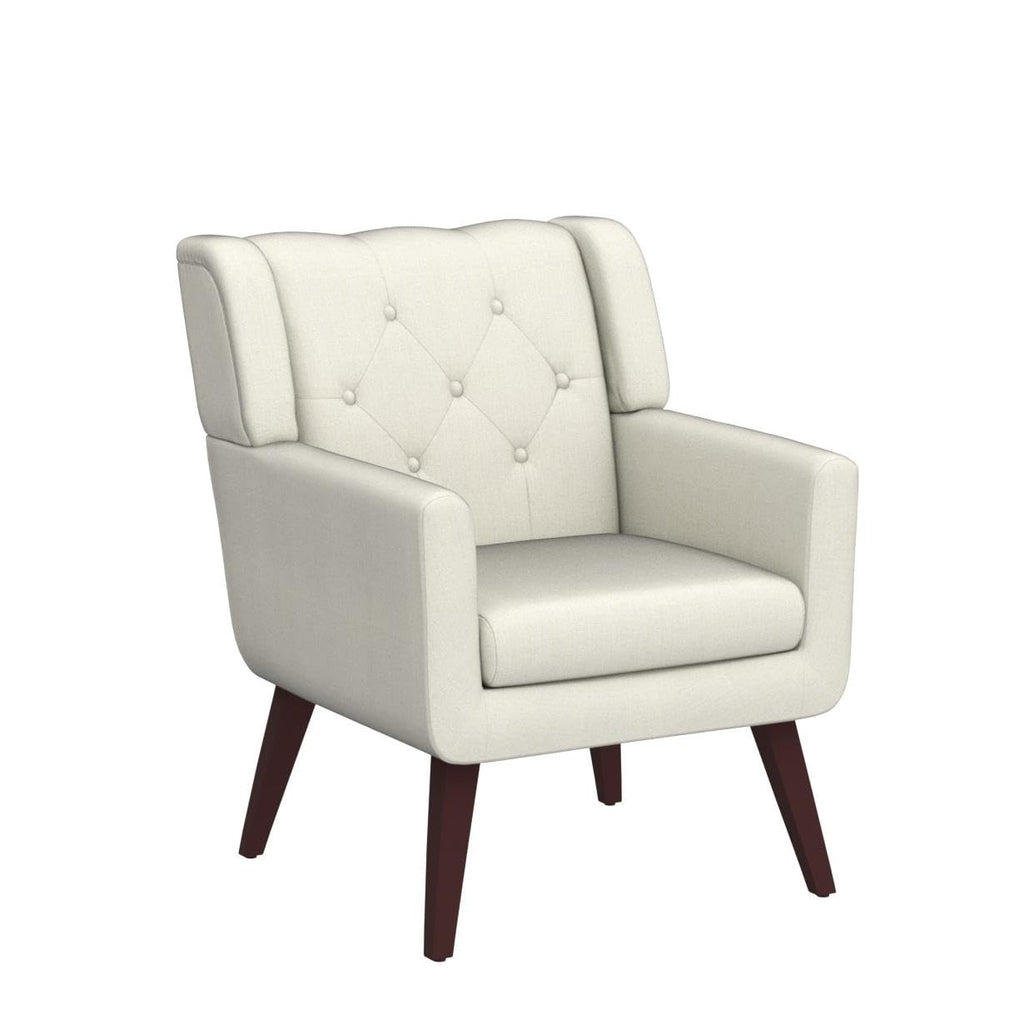 Living&Giving Accent Chair Button-Tufted Upholstered Living Room Chairs Comfy Reading Mid Century Modern with Linen Fabric Lounge Arm for Bedroom (Beige) 29.33D x 28.94W x 34.65H Inch