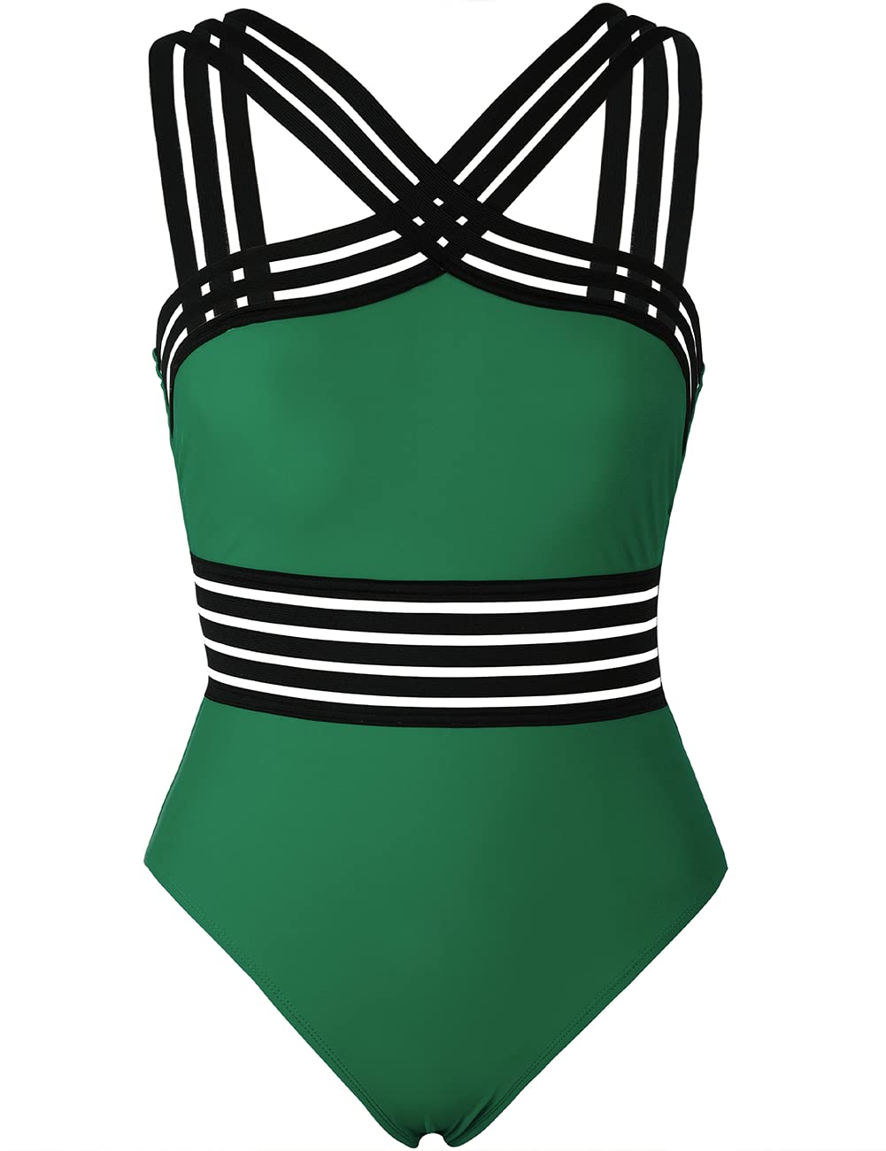 Hilor Women's Tummy Control Swimsuits Slimming One Piece Bathing Suits Front Crossover Swimwear