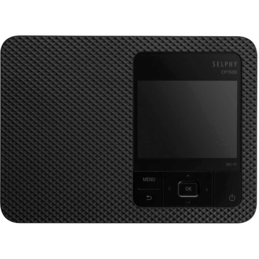 Canon SELPHY CP1500 Compact Photo Printer | Black with KP-108IN Color Ink and Paper Set (2 Items)