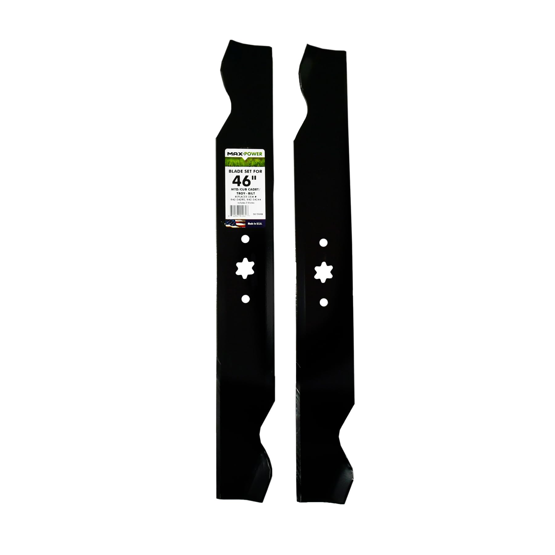MaxPower 561544B 2-Blade Set for 46 Inch Cut MTD/Cub Cadet/Troy-Bilt Replaces 942-04244, 942-04290, 942-04244A, 742-04290, 742-04244, Black