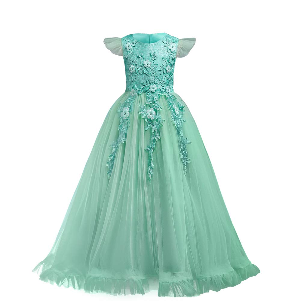 Flower Girls Maxi Dress Bridesmaid Wedding Pageant Party Princess Communion Floral Boho Vintage Lace Dance Gown