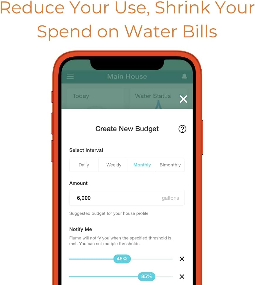 Flume 2 Smart Home Water Monitor & Leak Detector – WiFi Connected, Real-Time Usage Tracking & Alerts – Works with Compatible Residential Water Meters