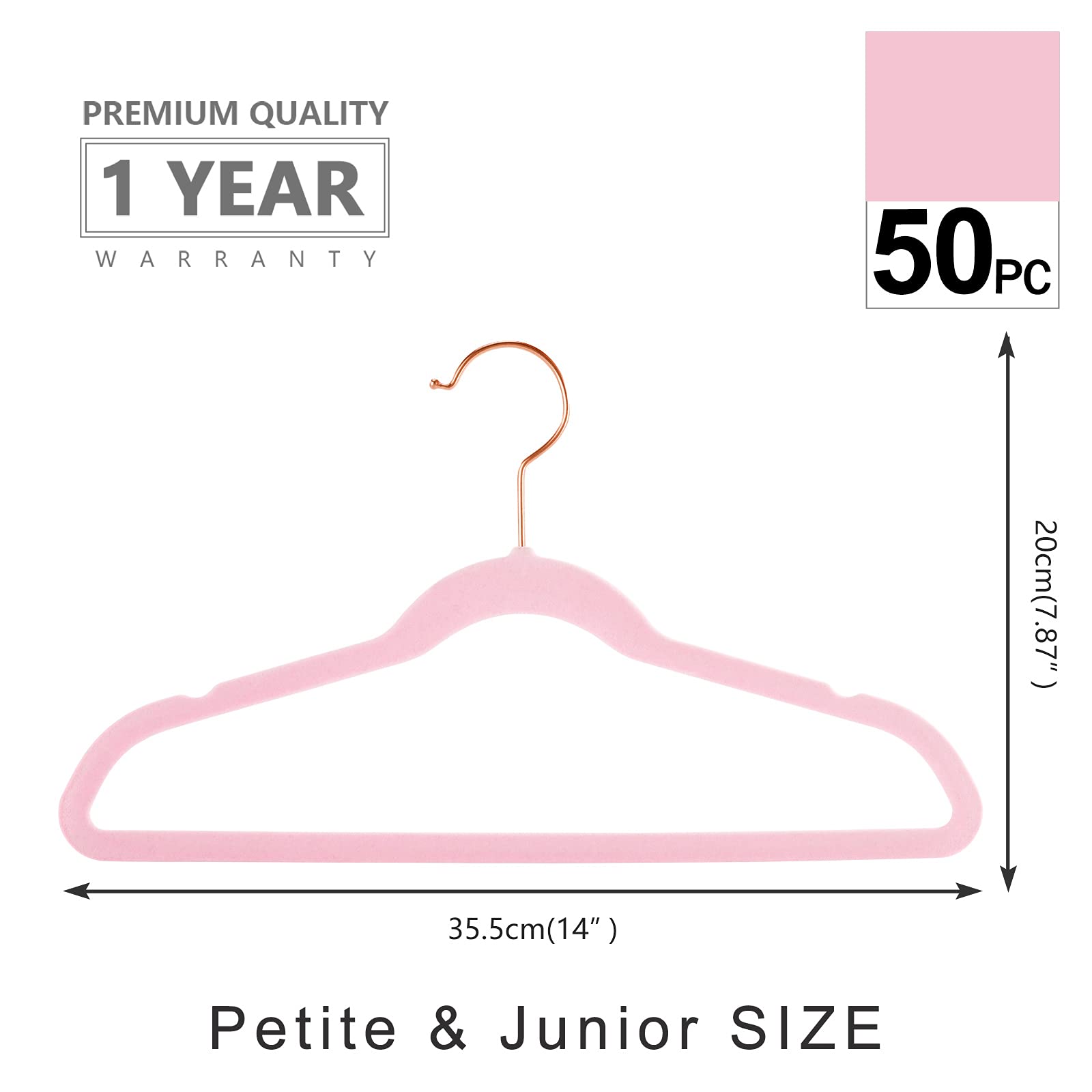 MIZGI Baby Velvet Hangers,Non-Slip Kids & Toddler Hangers,11.8 Inch Hangers for Baby Clothes,Pack of 50(Black/Black)