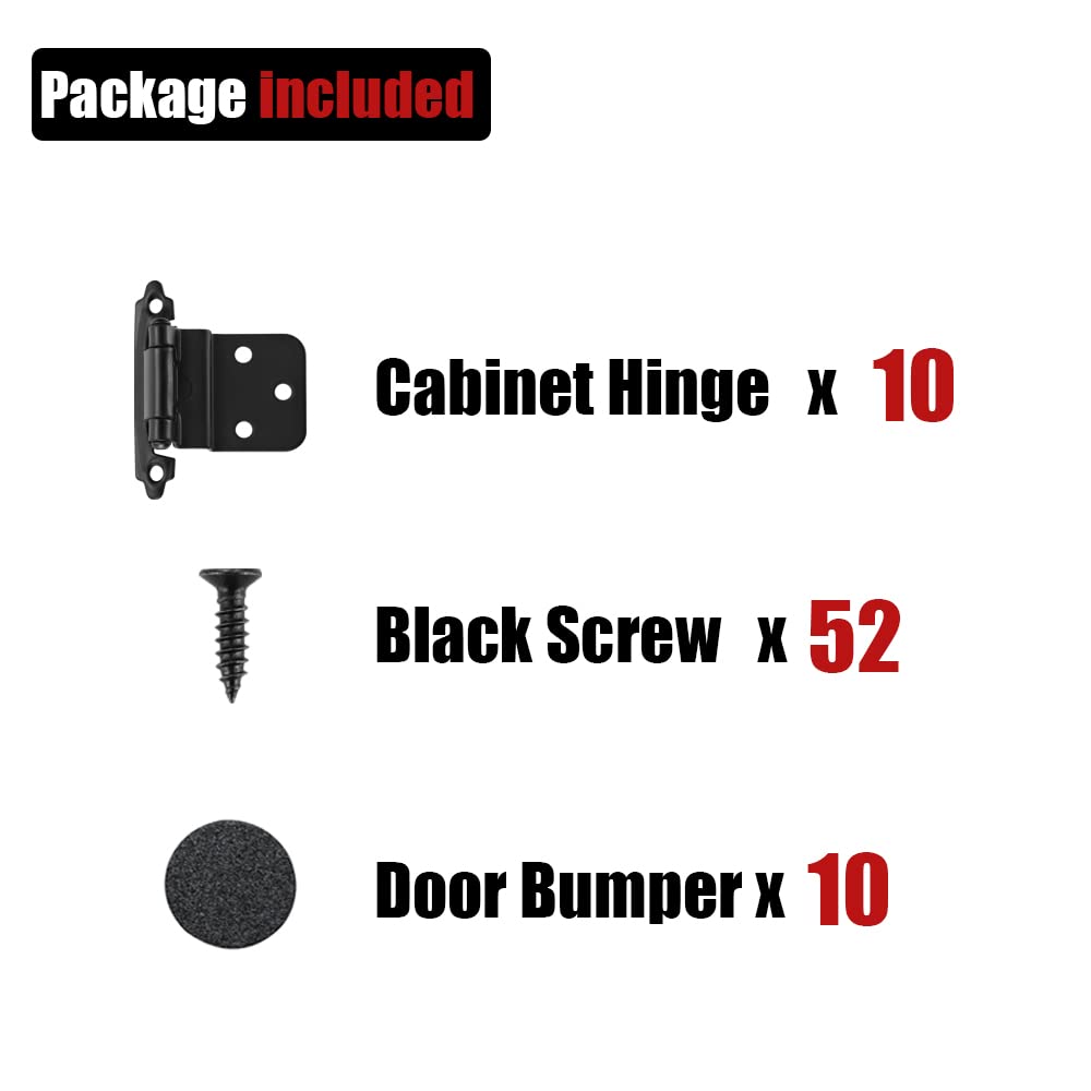JQK 3/8 Inch Inset Cabinet Door Hinges Oil Rubbed Bronze, 4 Pack 2 Pairs Flush Face Mount Cupboard Self-Closing Kitchen Cabinet Hardware Hinges with Door Bumper, CH201-ORB-P4