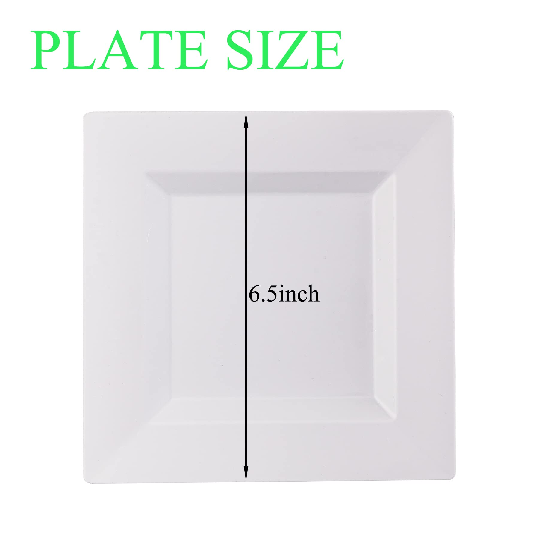 100 Pack Black Plastic Square Dessert Plates, 6.5" Disposable Salad Plates Heavy Duty Plates for Party, Wedding, Christmas, Easter