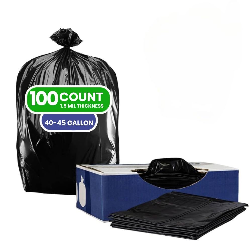 Plasticplace 64-65 Gallon Trash Can Liners for Toter │ 1.5 Mil │ Black Heavy Duty Garbage Bags │ 50” x 60” (25 Count)