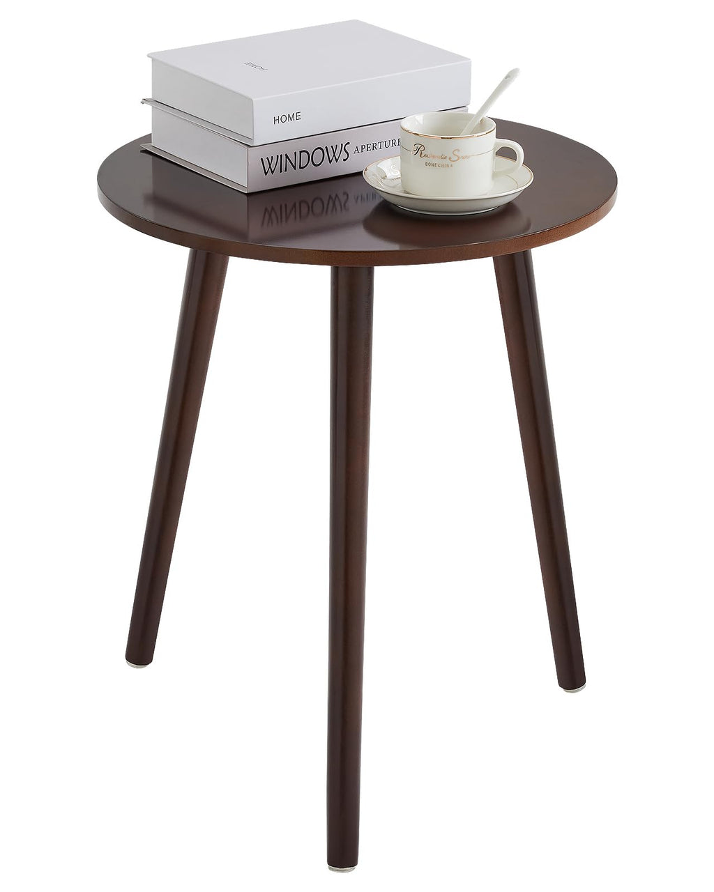 Apicizon Black Round Side Table, Black End Table Bedside Table Nursery with Wood Legs, Nightstand for Living Room, Bedroom, 16.5 x 20.5 Inches