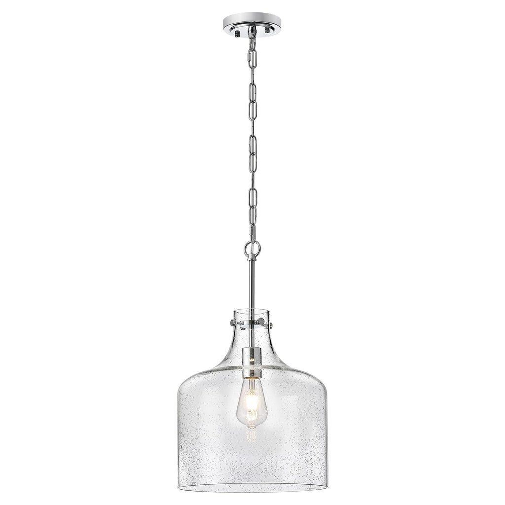Glass Large Pendant Lights for Kitchen Island Blown Glass Pendant Light Clear Hammered Shade Hanging Ceiling Lights with Black Finish for for Kitchen Island, Sink, Hallway, Living Room 11 inch