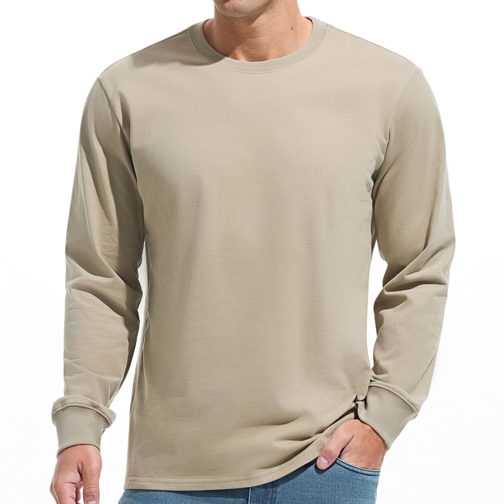 VEIISAR Men's Heavy Weight Crew Neck T-Shirt Mens Premium Cotton Tee - Pre Shrunk S-3XL
