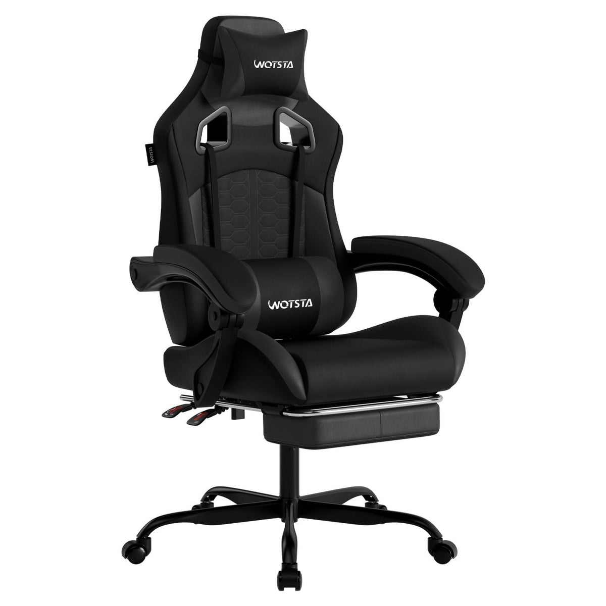 Gaming Chair with Footrest,High Back with Massage Reclining Computer Chair， Big and Tall Racing Gaming Chair Ergonomic Game Chair for Adults PVC Leather (Red)