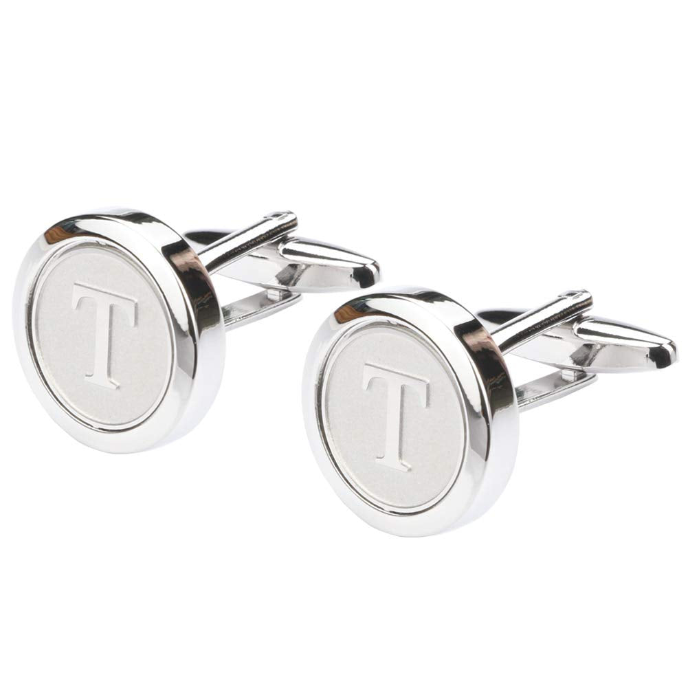 Mens Classic Stainless Steel Initial Cufflinks 26 Alphabet Initial Letter Cufflinks Business Wedding Shirts A-Z