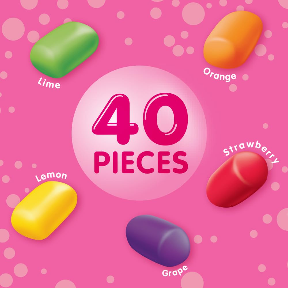 HUBBA BUBBA Minis SKITTLES Flavored Sugar Free Gum, Bubble Gum Packs, Candy Bulk, Resealable Bulk Bag