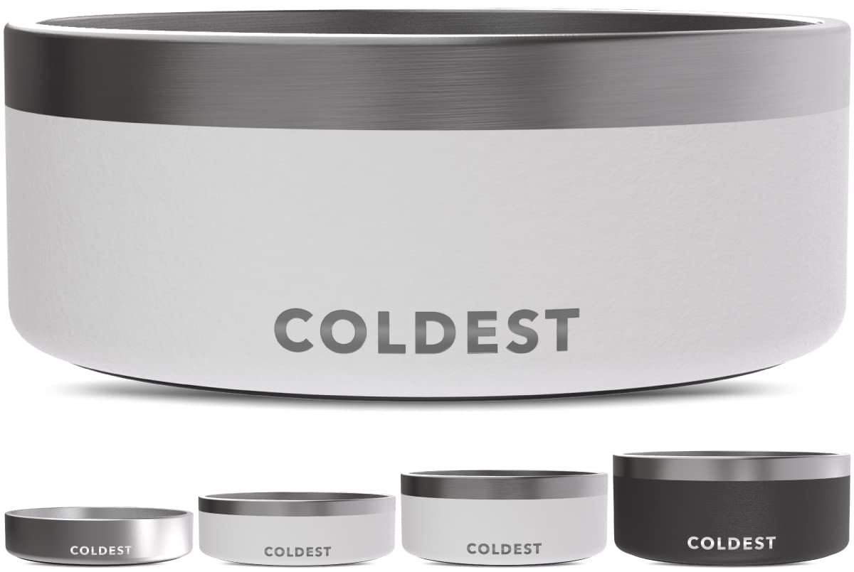 Coldest Dog Bowl - Anti Rust Metal, Non Slip, 3 Layers Insulated Stainless Steel Dog Bowls - Spill Proof & Heavy Duty - Water Bowl for Dogs, Cats & Pets, Dish Washer Safe (21 oz, Mars Red Glitter)