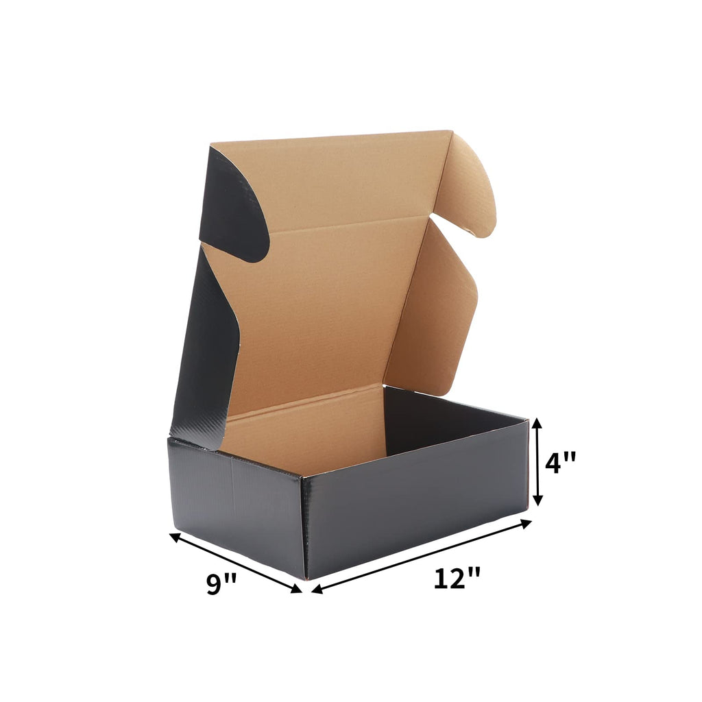 EXYGLO 40 Pack 6x4x3 Shipping Boxes, Black Corrugated Cardboard Boxes for Packaging Small Business, Moving, Shipping, Mailing, and Storing